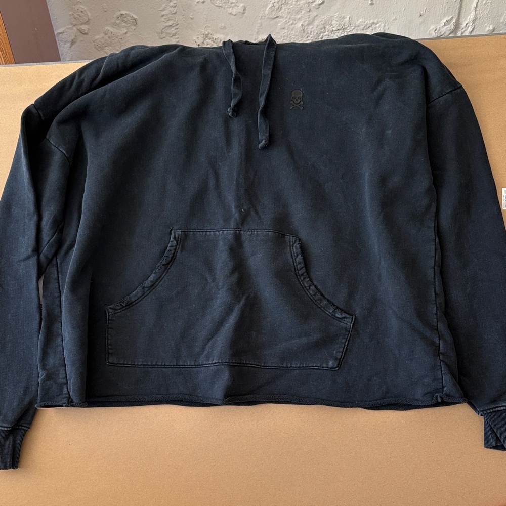 soulcycle Black Pullover Hoodie with Subtle Skull Logo